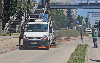 Kamyonette çıkan yangını, yoldan geçen araç sürücüleri söndürdü